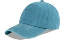 langzhen unisex baseball cap - 100% cotton, men women washed denim, adjustable dad hat logo