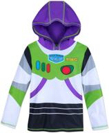 🚀 disney pixar buzz lightyear hooded rash guard: the ultimate boys' swimwear for adventure! logo