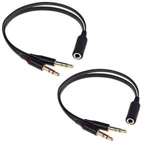 img 2 attached to 🎧 Seadream 2Pack 3.5mm Female to Dual 3.5 Male Headset Mic & Stereo Audio Y Splitter Cable Adpter (2pack Black) - Enhanced Sound Ergonomics!