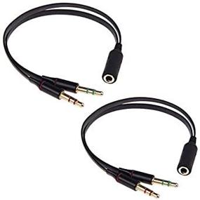 img 1 attached to 🎧 Seadream 2Pack 3.5mm Female to Dual 3.5 Male Headset Mic & Stereo Audio Y Splitter Cable Adpter (2pack Black) - Enhanced Sound Ergonomics!