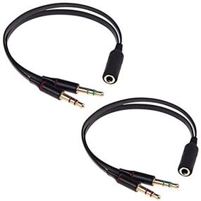 img 4 attached to 🎧 Seadream 2Pack 3.5mm Female to Dual 3.5 Male Headset Mic & Stereo Audio Y Splitter Cable Adpter (2pack Black) - Enhanced Sound Ergonomics!