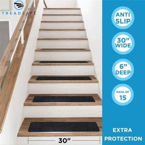 img 3 attached to 🚧 15-Pack TreadSafe Anti Slip Grip Traction Tape 6x30 Inches - Pre-Cut Black Anti-Slip Grip Tape Strips for Indoor and Outdoor Use - Easy Installation