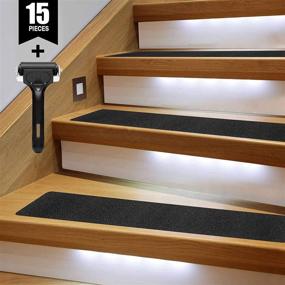 img 2 attached to 🚧 15-Pack TreadSafe Anti Slip Grip Traction Tape 6x30 Inches - Pre-Cut Black Anti-Slip Grip Tape Strips for Indoor and Outdoor Use - Easy Installation