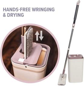 img 1 attached to 🧽 Hands-Free Wringing Micro Flat Mop - Mop and Bucket System for Efficient Floor Cleaning - Includes 3 Washable Microfiber Mop Pads - Ideal for Wet or Dry Usage on Wood, Marble, Tile, Laminate, Ceramic, Vinyl Floors