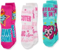 🦄 my little pony girls 3 pack crew socks - colorful and cute accessories for young fans logo