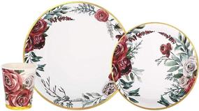 img 4 attached to 🌹 150-Piece Disposable Paper Plates and Cups Set with Gold Foil Trim Passion Rose Design: Ideal Wedding and Party Supplies, Including 50 Dinner Plates, 50 Dessert Plates, and 50 Cups