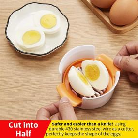 img 2 attached to 🥚 Efficient 3-in-1 Egg Slicer: Easy-to-Clean Egg Cutter, Time-Saving Hard Boiled Eggs Slicer - Dishwasher Safe, Durable 430 Stainless Steel Wires (White)