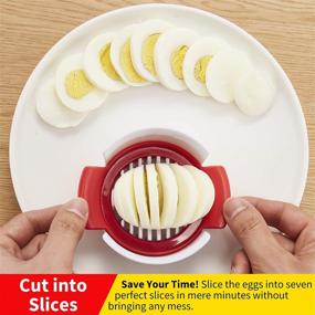 img 1 attached to 🥚 Efficient 3-in-1 Egg Slicer: Easy-to-Clean Egg Cutter, Time-Saving Hard Boiled Eggs Slicer - Dishwasher Safe, Durable 430 Stainless Steel Wires (White)