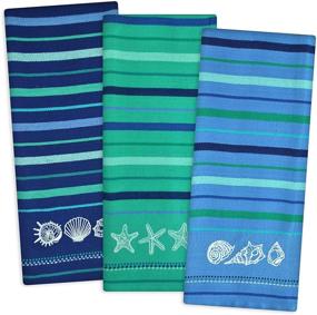 img 3 attached to 🧽 DII Cotton Embroidered Blue Sea Dish Towels, Set of 3 - 18 x 28", Decorative Oversized Kitchen Towels for Everyday Cooking and Baking