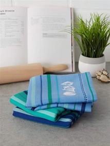 img 1 attached to 🧽 DII Cotton Embroidered Blue Sea Dish Towels, Set of 3 - 18 x 28", Decorative Oversized Kitchen Towels for Everyday Cooking and Baking