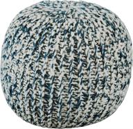 🔳 blue & white signature design by ashley latricia round knitted pouf ottoman - 17 x 17 inches логотип