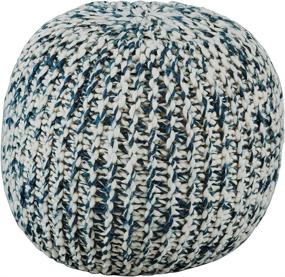 img 3 attached to 🔳 Blue & White Signature Design by Ashley Latricia Round Knitted Pouf Ottoman - 17 x 17 Inches