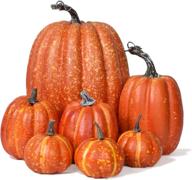 🎃 artificial pumpkin home decoration sets (7pcs), thanksgiving and fall halloween decor, artificial vegetables pumpkin for home decor логотип