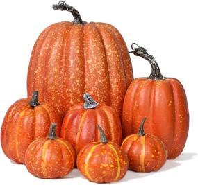 img 4 attached to 🎃 Artificial Pumpkin Home Decoration Sets (7Pcs), Thanksgiving and Fall Halloween Decor, Artificial Vegetables Pumpkin for Home Decor