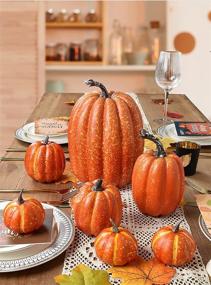 img 2 attached to 🎃 Artificial Pumpkin Home Decoration Sets (7Pcs), Thanksgiving and Fall Halloween Decor, Artificial Vegetables Pumpkin for Home Decor