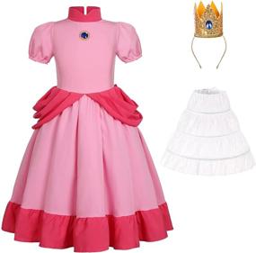 img 3 attached to Generic Super Brothers Peach Costume For Girls Princess Dress With Crown Halloween Party Outfit Pink 5 6 Years