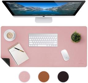 img 4 attached to 🖥️ Premium Large Leather Desk Mat with Anti-Skid Backing, Heat Resistant & Waterproof Surface, Pink - Ideal for Gaming, Writing, or Home Office Work: 17X36 Size