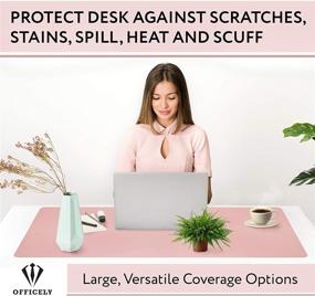 img 3 attached to 🖥️ Premium Large Leather Desk Mat with Anti-Skid Backing, Heat Resistant & Waterproof Surface, Pink - Ideal for Gaming, Writing, or Home Office Work: 17X36 Size