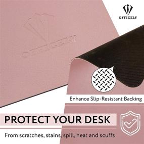 img 1 attached to 🖥️ Premium Large Leather Desk Mat with Anti-Skid Backing, Heat Resistant & Waterproof Surface, Pink - Ideal for Gaming, Writing, or Home Office Work: 17X36 Size