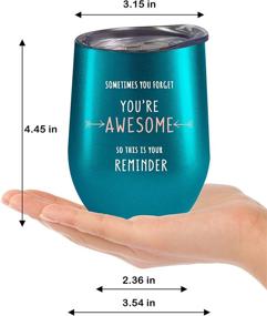 img 1 attached to 🎁 Inspirational Gifts for Women: Fancyfams 12oz Turquoise Stainless Steel Wine Tumbler – Remember You’re Awesome with this Thank You Reminder!