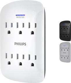 img 4 attached to 🔌 Philips 6-Outlet Extender Surge Protector: Space Saving Wall Tap, 900 Joules, ETL Listed, Protection Indicator LED Light - White