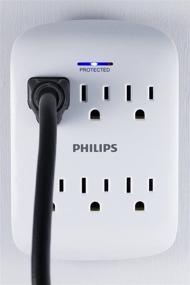 img 2 attached to 🔌 Philips 6-Outlet Extender Surge Protector: Space Saving Wall Tap, 900 Joules, ETL Listed, Protection Indicator LED Light - White