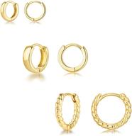 👂 finefey 14k gold small hoop earrings: hypoallergenic & lightweight set for women and girls (3 pairs) logo