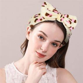 img 1 attached to 🎀 12PCS Shindel Bow Hair Band, Spa Headband, Soft Coral Fleece Head Wraps for Face Washing, Shower, Spa Mask