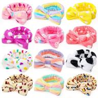 🎀 12pcs shindel bow hair band, spa headband, soft coral fleece head wraps for face washing, shower, spa mask logo