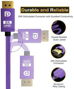 img 3 attached to 🔌 Кабель DisplayPort Itramax 8K 60 Гц 6,6 фута (2 штуки), DP 1.4 Мужской ультравысокоскоростной шнур для ноутбука/ПК/ТВ/игрового монитора, HBR3 пропускная способность 32,4 Гбит/с, 4K@144 Гц, 2K@165 Гц, 1080P@240 Гц (совместим с DP 1.2)