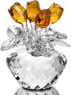 stunning h&amp;d spring bouquet crystal glass flowers yellow 🌼 rose figurine ornament gift-boxed: captivating décor accent and unforgettable gift logo