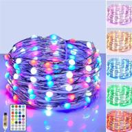 16 color changing fairy lights with remote control - 33ft 100 led plug in fairy lights for bedroom, indoor, wedding, party, birthday - (1 pack, 16 colors, 100 leds, 33ft) логотип