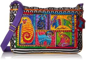 img 4 attached to 🐾 Chic and Colorful: Laurel Burch Dog Tails Patchwork Medium Cross Body Bag 5213