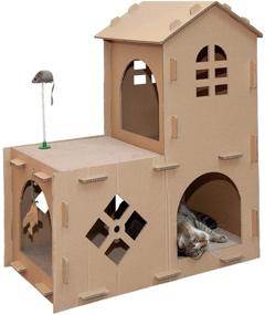 img 4 attached to 🐾 Furhaven Cat Scratchers with Catnip - Tiger Tough Multi-Level Cat House Scratcher Playgrounds, Reversible Classic Scratching Board, Interactive Busy Box Toy Scratcher, and More