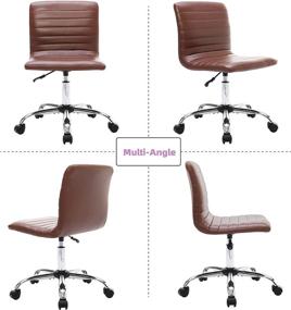 img 2 attached to 🪑 Jean Derce Low Back PU Leather Armless Office Desk Chair - Adjustable Swivel Rolling Computer Task Chair (Brown)