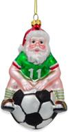 🎅 captivating santa on a soccer ball glass christmas ornament - 5.25 inches логотип