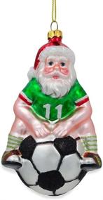 img 4 attached to 🎅 Captivating Santa on a Soccer Ball Glass Christmas Ornament - 5.25 Inches