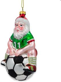 img 3 attached to 🎅 Captivating Santa on a Soccer Ball Glass Christmas Ornament - 5.25 Inches