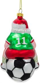 img 2 attached to 🎅 Captivating Santa on a Soccer Ball Glass Christmas Ornament - 5.25 Inches