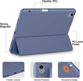 img 2 attached to 📱 Akkerds iPad Air 4th Gen Case 10.9 Inch - Blue Gray [Pencil Holder/2nd Pencil Charging] [Auto Sleep/Wake] Trifold Stand Smart Case Compatible with iPad Air 4 Case