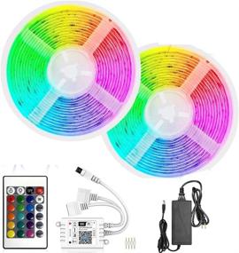 img 4 attached to 🌈 32.8ft RGB SMD5050 300 LEDs WiFi Wireless Music Sync Smart Light Strip - Color Changing for Bedroom, Alexa and Google Home Compatible