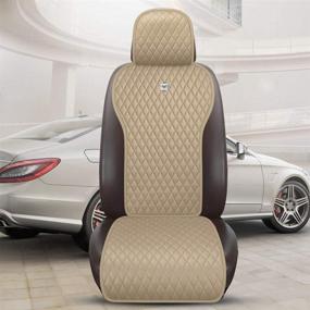 img 3 attached to Beige Universal Seat Covers Leather Seat Cushions Luxury Seat Protector 2/3 Covered 11PCS Fit Car/Auto/Truck/SUV/Van (A-Beige)