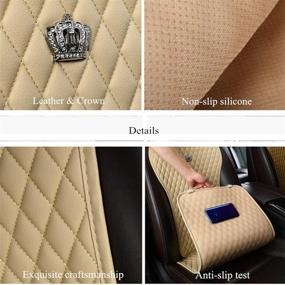 img 1 attached to Beige Universal Seat Covers Leather Seat Cushions Luxury Seat Protector 2/3 Covered 11PCS Fit Car/Auto/Truck/SUV/Van (A-Beige)