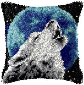 img 4 attached to 🐺 LAPATAIN Latch Hook Kits: DIY Throw Pillow Cover with Wolf(Moon) Design - Crafted by Hand for Great Family Bonding!