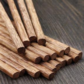 img 1 attached to Set of 10 Reusable Wooden Chopsticks - Dishwasher Safe, Natural Healthy Chinese Classic Style Utensils for Kitchen, Dining Room, Gourmet, Noodles (9.8 Inch)