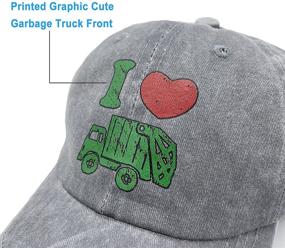 img 2 attached to 🚛 Waldeal Boys' Distressed Adjustable Kids Baseball Cap - I Love Garbage Truck Hat