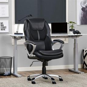 img 3 attached to 🪑 Serta Executive Office Chair with Lumbar Support, Ergonomic Adjustable Gaming Desk Chair, Padded Arms, Faux Leather and Mesh, Black