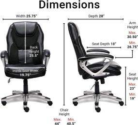 img 2 attached to 🪑 Serta Executive Office Chair with Lumbar Support, Ergonomic Adjustable Gaming Desk Chair, Padded Arms, Faux Leather and Mesh, Black