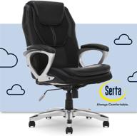 🪑 serta executive office chair with lumbar support, ergonomic adjustable gaming desk chair, padded arms, faux leather and mesh, black логотип