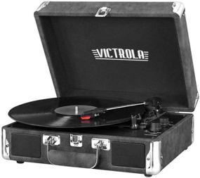 img 1 attached to 🎵 Улучшенный портативный чемоданчик для проигрывания Victrola Vintage 3-скоpость Bluetooth - улучшенное качество звука, встроенные динамики, дополнительная звукоснимающая игла, лаковая кожа с ручкой (VSC-550BT-LSK)